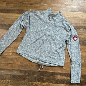 Gray Women's Top with Logo Detail